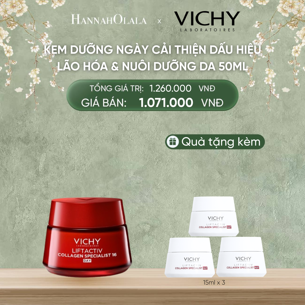  DEAL 5 KEM DƯỠNG BAN NGÀY GIÚP CẢI THIỆN CÁC DẤU HIỆU LÃO HÓA , PHỤC HỒI & NUÔI DƯỠNG DA VICHY LIFTACTIV COLLAGEN SPECIALIST 50ML 