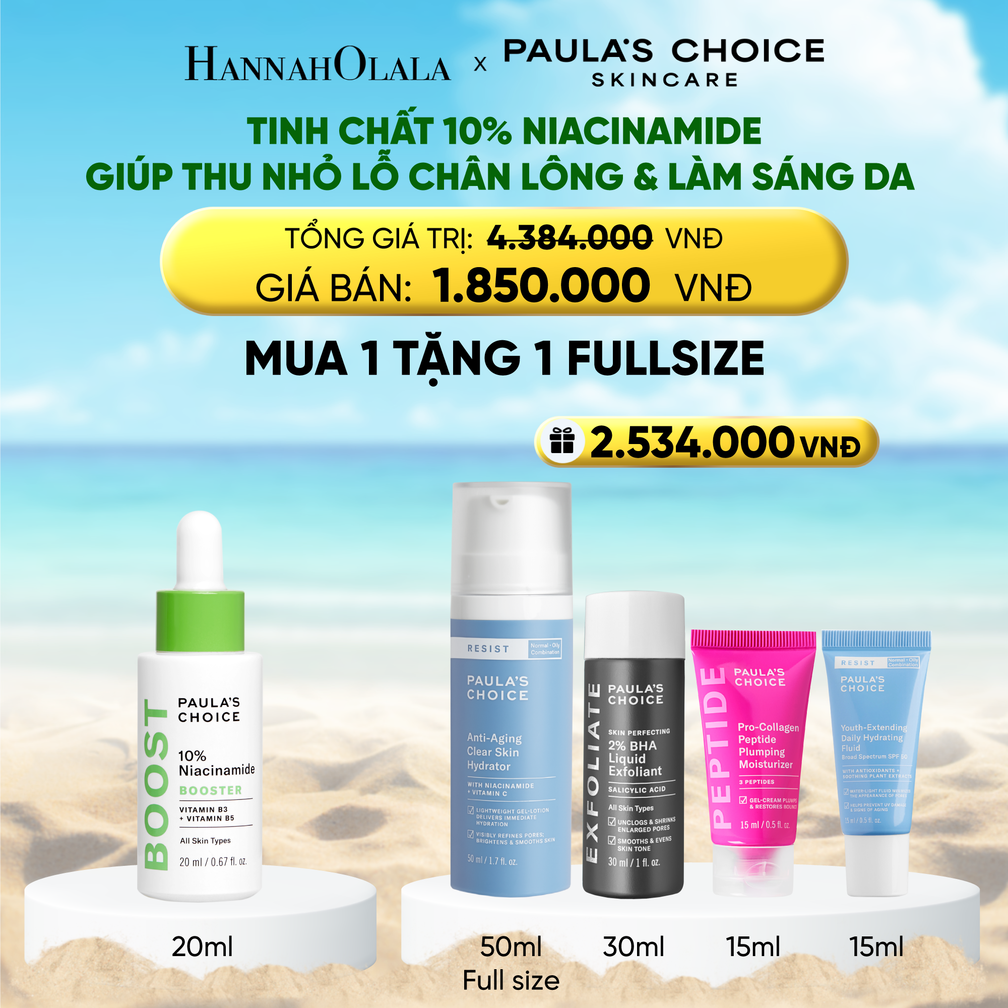 A633_deal 5: tinh chất thu nhỏ lỗ chân lông và làm sáng da 10% niacinamide 20ml