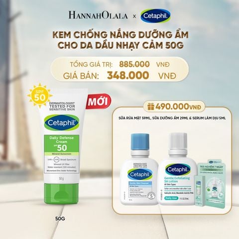 KEM CHỐNG NẮNG DƯỠNG ẨM 2IN1 CHO DA DẦU NHẠY CẢM CETAPHIL DAILY DEFENSE CREAM SPF50 50G DEAL 5: 