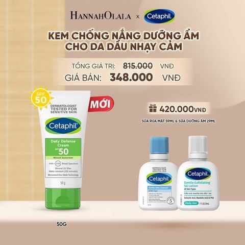  KEM CHỐNG NẮNG DƯỠNG ẨM 2IN1 CHO DA DẦU NHẠY CẢM CETAPHIL DAILY DEFENSE CREAM SPF50 50G DEAL 5: - A1204 