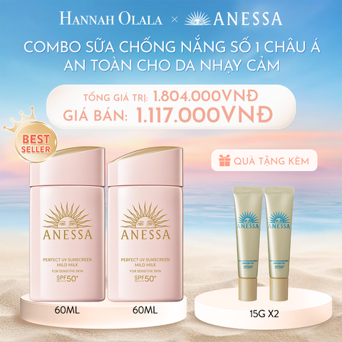  C378_DEAL 5: COMBO SỮA CHỐNG NẮNG DƯỠNG DA DỊU NHẸ AN TOÀN CHO DA NHẠY CẢM VÀ TRẺ EM ANESSA MILD MILK SPF50+ PA++++ 60MLX2 