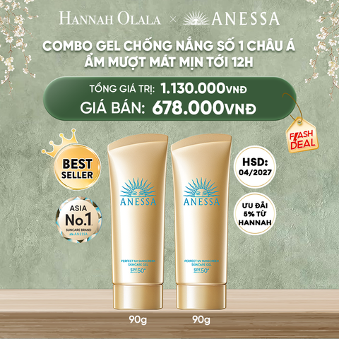 DEAL 5: COMBO KEM CHỐNG NẮNG DẠNG GEL DƯỠNG DA DƯỠNG ẨM BẢO VỆ HOÀN HẢO ANESSA GOLD GEL SPF50+ PA++++ 90GX2
HSD: 1/4/2027 