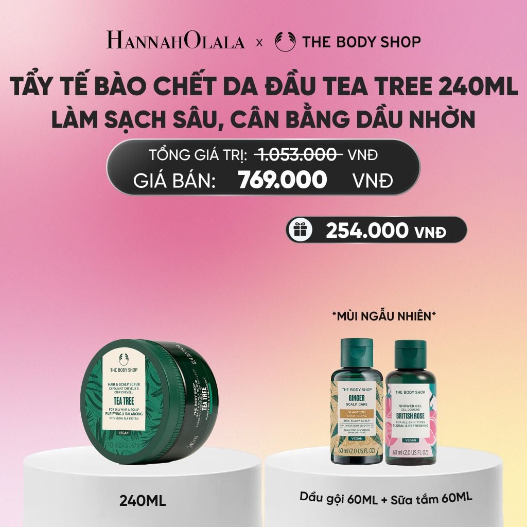  TẨY TẾ BÀO CHẾT LÀM SẠCH & CÂN BẰNG DA ĐẦU NHỜN TEA TREE HAIR SCRUB 240ML 