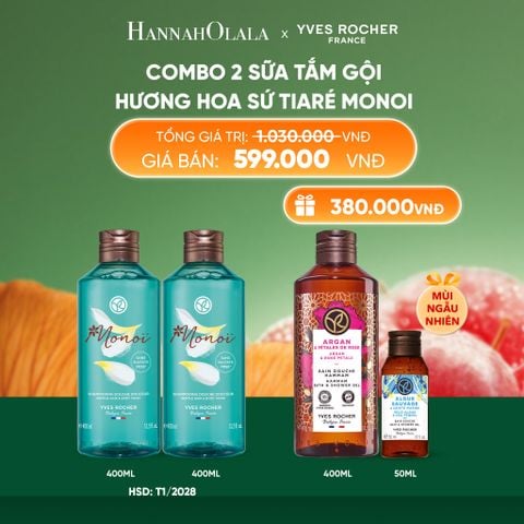  COMBO 2 SỮA TẮM GỘI HƯƠNG HOA SỨ TIARÉ MONOI [DATE T1.2028] TẶNG SỮA TẮM 400ML MÙI NGẪU NHIÊN + MINI SỮA TẮM HƯƠNG BIỂN 