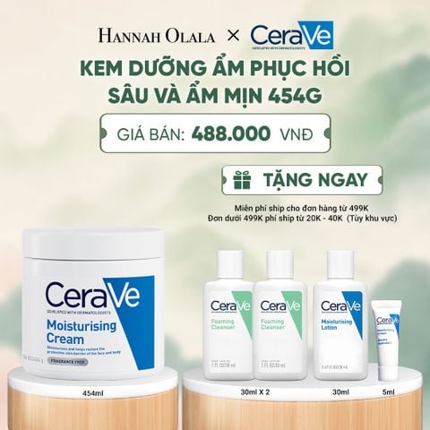  KEM DƯỠNG ẨM PHỤC HỒI SÂU VÀ ẨM MỊN SUỐT 48H DÀNH CHO DA KHÔ, DUY TRÌ HÀNG RÀO BẢO VỆ DA CERAVE MOISTURISING CREAM 454G - A1120 