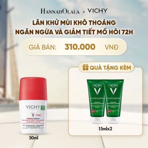  LĂN KHỬ MÙI VICHY KHÔ THOÁNG, NGĂN NGỪA VÀ GIẢM TIẾT MỒ HÔI 72H, KHÔNG GÂY KÍCH ỨNG, SẠM DA 50ML - A182 