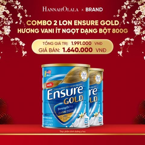  A38_DEAL 5: COMBO 2 LON ENSURE GOLD HƯƠNG VANI ÍT NGỌT DẠNG BỘT 800G 