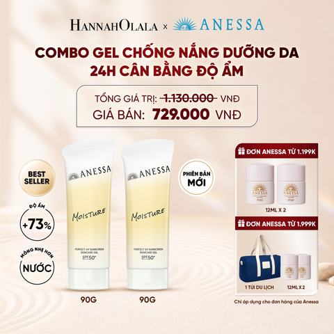  [PHIÊN BẢN MỚI] COMBO GEL CHỐNG NẮNG DƯỠNG DA 24H CÂN BẰNG ĐỘ ẨM ANESSA MOISTURE UV GEL SPF50+ PA++++ 90GX2 - DEAL 5 