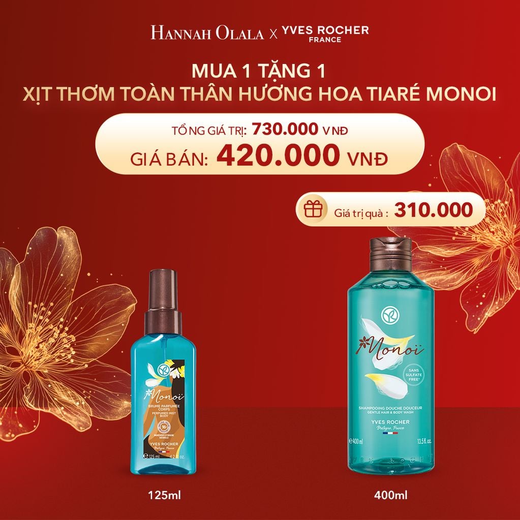  DEAL 8: MUA 1 TẶNG 1 XỊT THƠM TOÀN THÂN HƯƠNG HOA TIARÉ MONOI TẶNG SỮA TẮM 
