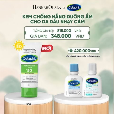  KEM CHỐNG NẮNG DƯỠNG ẨM 2IN1 CHO DA DẦU NHẠY CẢM CETAPHIL DAILY DEFENSE CREAM SPF50 50G DEAL 5: - A1286 