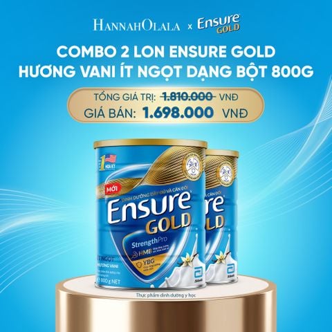  DEAL5: COMBO 2 LON ENSURE GOLD HƯƠNG VANI ÍT NGỌT DẠNG BỘT 800G 