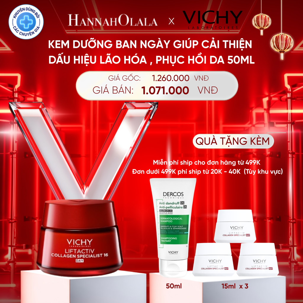  DEAL 5 KEM DƯỠNG BAN NGÀY GIÚP CẢI THIỆN CÁC DẤU HIỆU LÃO HÓA , PHỤC HỒI & NUÔI DƯỠNG DA VICHY LIFTACTIV COLLAGEN SPECIALIST 50ML 
