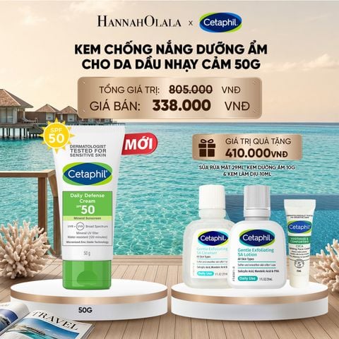  DEAL 5: KEM CHỐNG NẮNG DƯỠNG ẨM 2IN1 CHO DA DẦU NHẠY CẢM CETAPHIL DAILY DEFENSE CREAM SPF50 50G_ A1934_ D399 