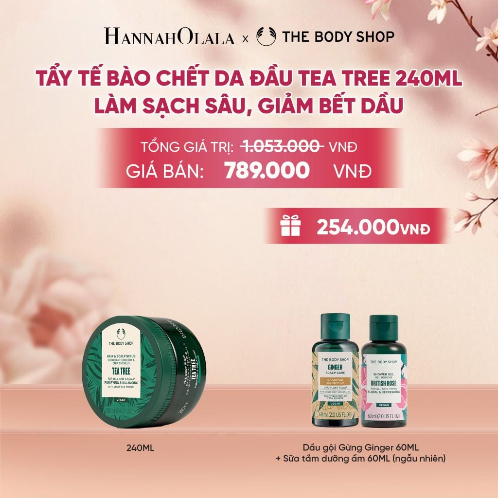  TẨY TẾ BÀO CHẾT LÀM SẠCH & CÂN BẰNG DA ĐẦU NHỜN TEA TREE HAIR SCRUB 240ML 
