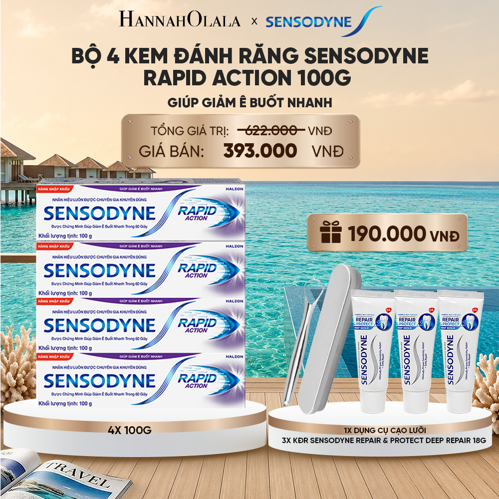  BỘ 4 KEM ĐÁNH RĂNG SENSODYNE RAPID ACTION 100G GIÚP GIẢM Ê BUỐT NHANH_ D216 