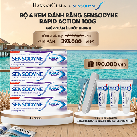  BỘ 4 KEM ĐÁNH RĂNG SENSODYNE RAPID ACTION 100G GIÚP GIẢM Ê BUỐT NHANH_ D216 