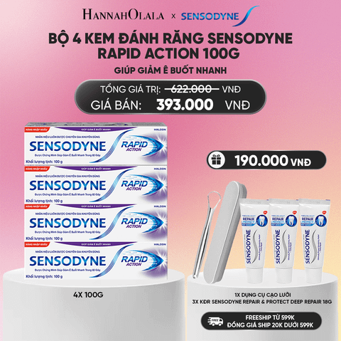  BỘ 4 KEM ĐÁNH RĂNG SENSODYNE RAPID ACTION 100G GIÚP GIẢM Ê BUỐT NHANH_A567 