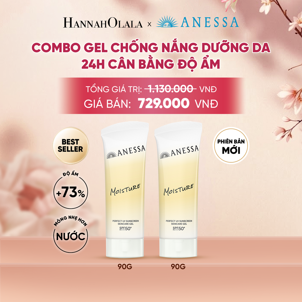  [PHIÊN BẢN MỚI] COMBO GEL CHỐNG NẮNG DƯỠNG DA 24H CÂN BẰNG ĐỘ ẨM ANESSA MOISTURE UV GEL SPF50+ PA++++ 90GX2 - DEAL 5 - A355 