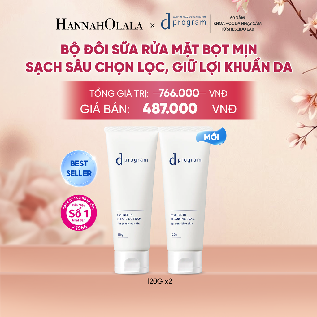 BỘ ĐÔI SỮA RỬA MẶT TẠO BỌT DƯỠNG DA DPROGRAM ESSENCE IN CLEANSING FOAM 120G X2 - DEAL 5 - A1718 