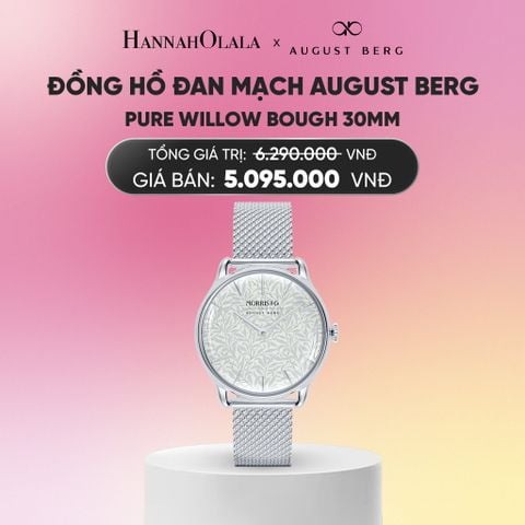  ĐỒNG HỒ ĐAN MẠCH AUGUST BERG X MORRIS & CO. - PURE WILLOW BOUGH 30MM - DÂY KIM LOẠI MESH - MÀU BẠC_A2292 