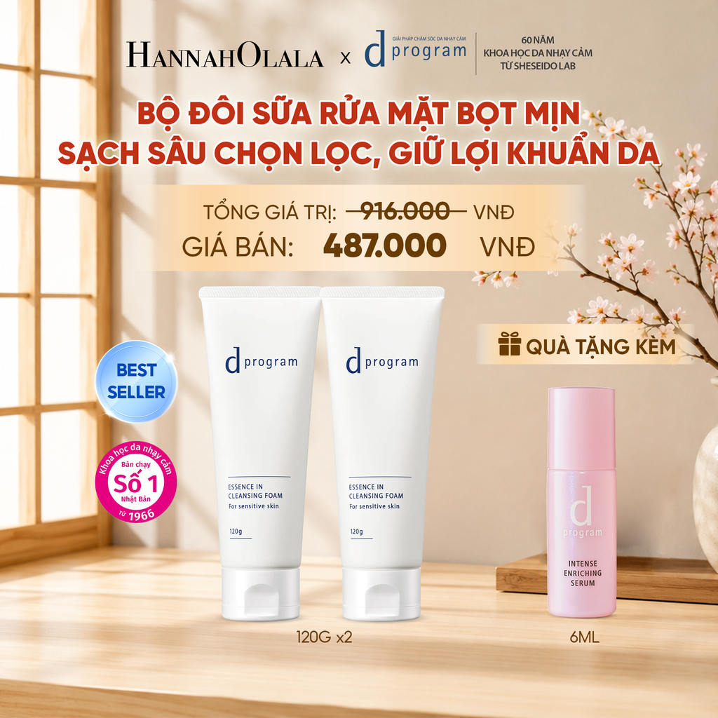 BỘ ĐÔI SỮA RỬA MẶT TẠO BỌT DƯỠNG DA DPROGRAM ESSENCE IN CLEANSING FOAM 120G X2 - DEAL 5 