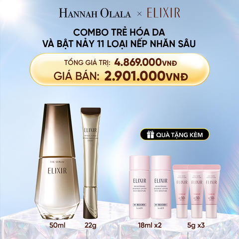  DEAL 5: COMBO SERUM KÍCH HOẠT TRẺ HÓA LÀN DA EIS THE SERUM AA 50ML & KEM DƯỠNG DA CẢI THIỆN 11 LOẠI NẾP NHĂN SÂU ELIXIR RETINOL POWER WRINKLE SMOOTHING CREAM 22G ( PHIÊN BẢN CẢI TIẾN MỚI) 