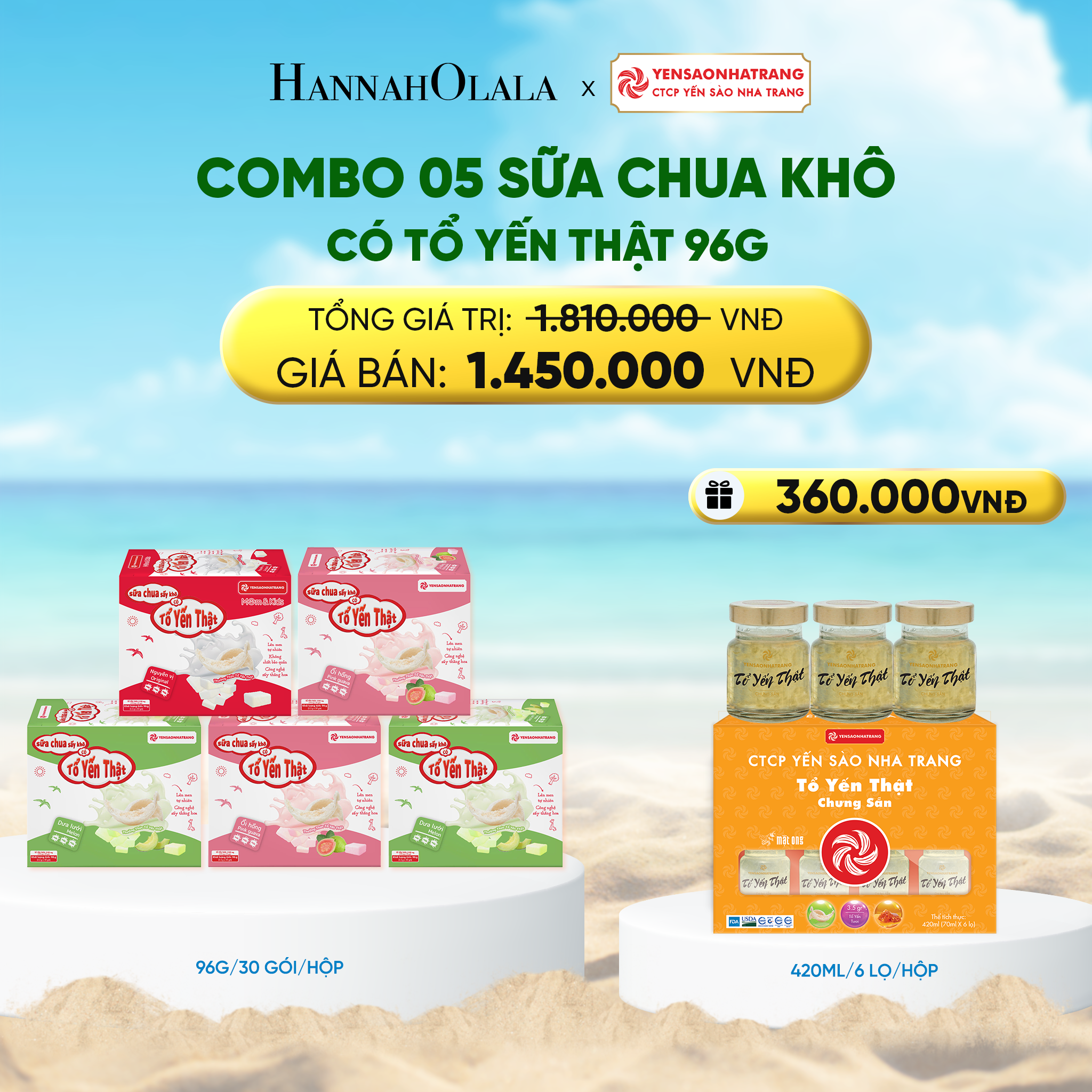 Sữa Chua Khô Có Tổ Yến Thật 96g