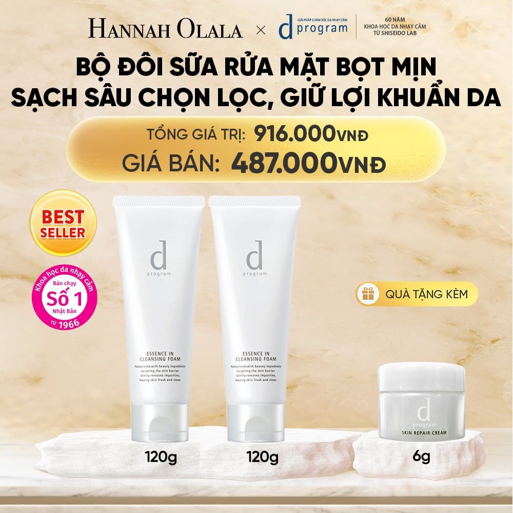  BỘ SỮA RỬA MẶT TẠO BỌT DƯỠNG DA DPROGRAM ESSENCE IN CLEANSING FOAM 120G X2 - DEAL 5 