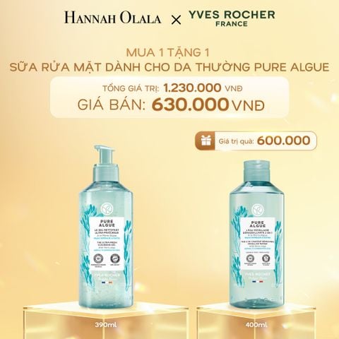  DEAL 5: MUA 1 TẶNG 1 SỮA RỬA MẶT DÀNH CHO DA THƯỜNG PURE ALGUE
TẶNG NƯỚC TẨY TRANG 