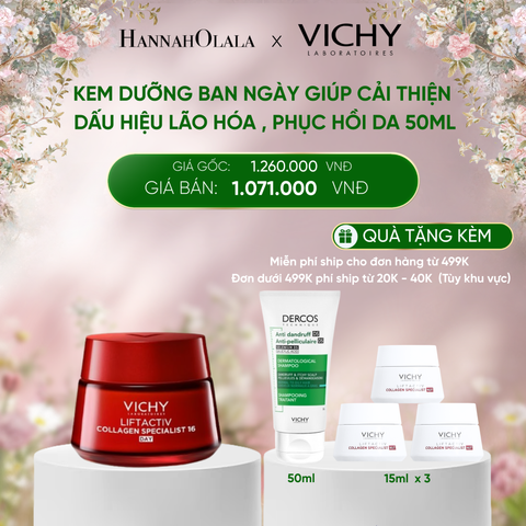 DEAL 5 KEM DƯỠNG BAN NGÀY GIÚP CẢI THIỆN CÁC DẤU HIỆU LÃO HÓA , PHỤC HỒI & NUÔI DƯỠNG DA VICHY LIFTACTIV COLLAGEN SPECIALIST 50ML 