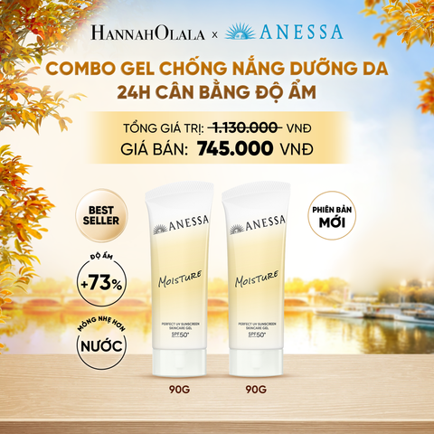  [PHIÊN BẢN MỚI] COMBO GEL CHỐNG NẮNG DƯỠNG DA 24H CÂN BẰNG ĐỘ ẨM ANESSA MOISTURE UV GEL SPF50+ PA++++ 90GX2 - DEAL5 - E98 