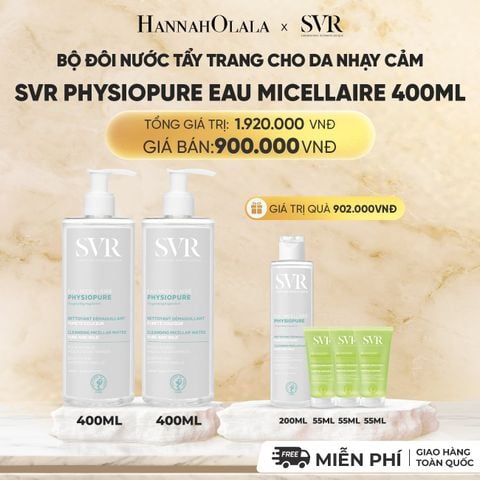  COMBO 2 NƯỚC TẨY TRANG CHO DA NHẠY CẢM SVR PHYSIOPURE EAU MICELLAIRE 400ML - DEAL 05 