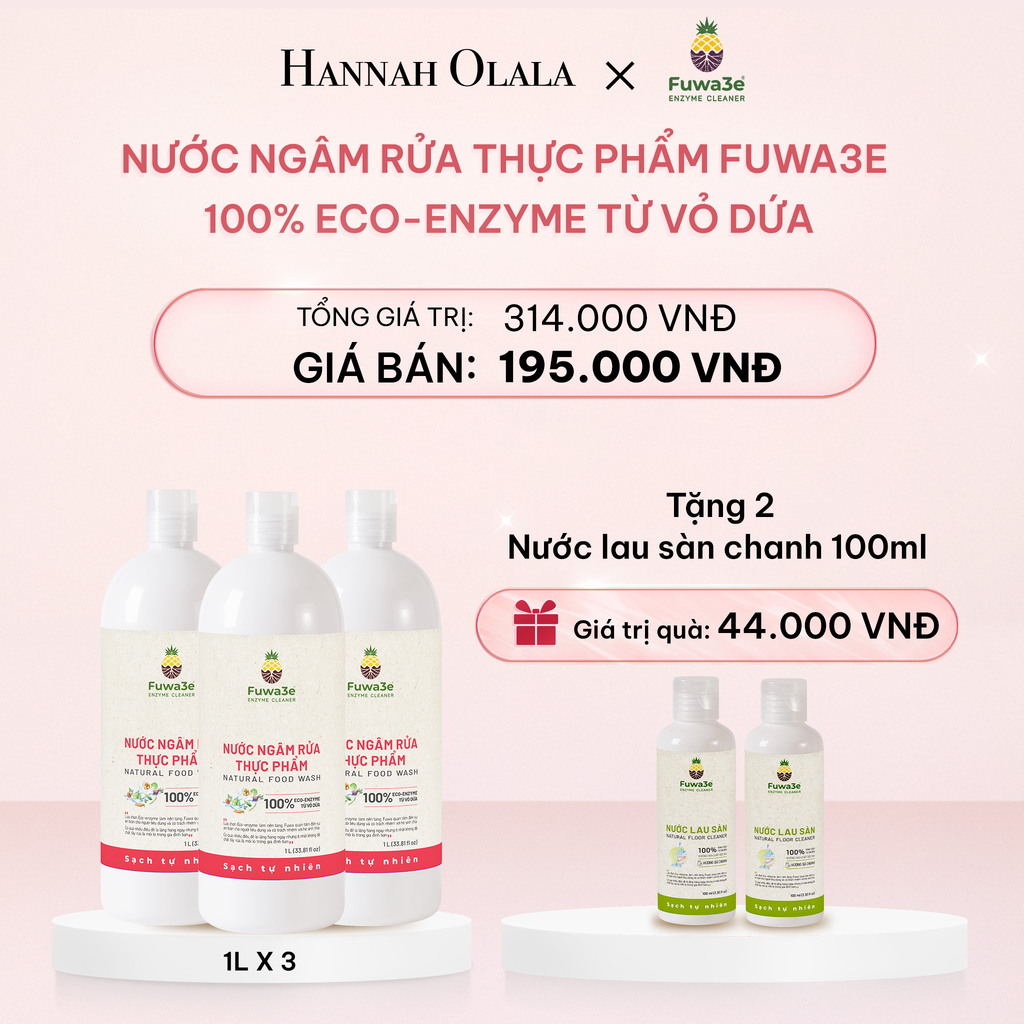  E528_DEAL 5: COMBO 3 CHAI NƯỚC NGÂM RỬA THỰC PHẨM FUWA3E LÀM SẠCH RAU CỦ QUẢ, KHỬ MÙI CÁ THỊT 1L 