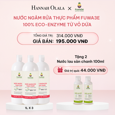  E528_DEAL 5: COMBO 3 CHAI NƯỚC NGÂM RỬA THỰC PHẨM FUWA3E LÀM SẠCH RAU CỦ QUẢ, KHỬ MÙI CÁ THỊT 1L 