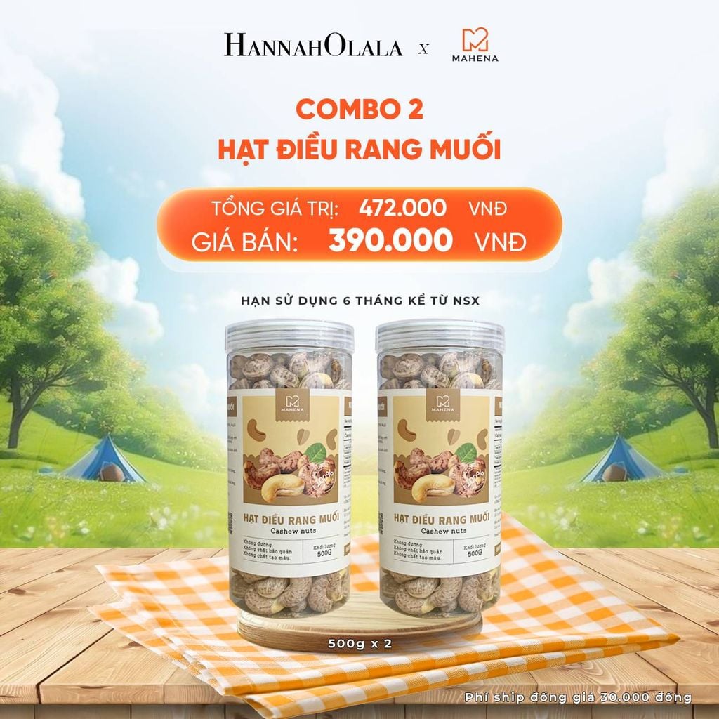 DEAL 5: COMBO 2 HẠT ĐIỀU RANG MUỐI 500G 