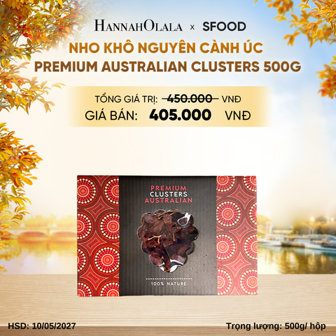  NHO KHÔ NGUYÊN CÀNH ÚC PREMIUM AUSTRALIAN CLUSTERS 500G - E1771 