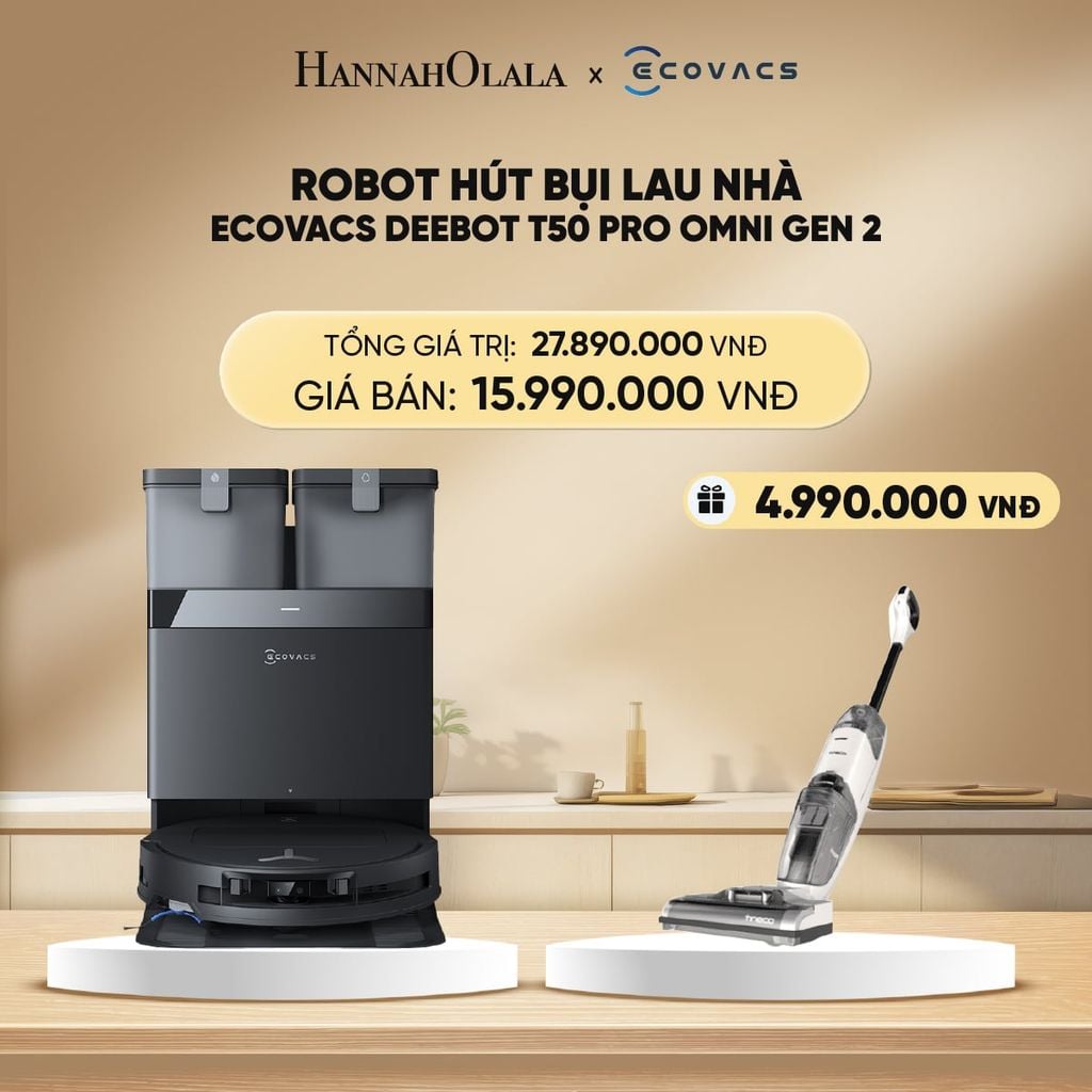  DEAL 5: ROBOT HÚT BỤI LAU NHÀ ECOVACS DEEBOT T50 PRO OMNI GEN 2 