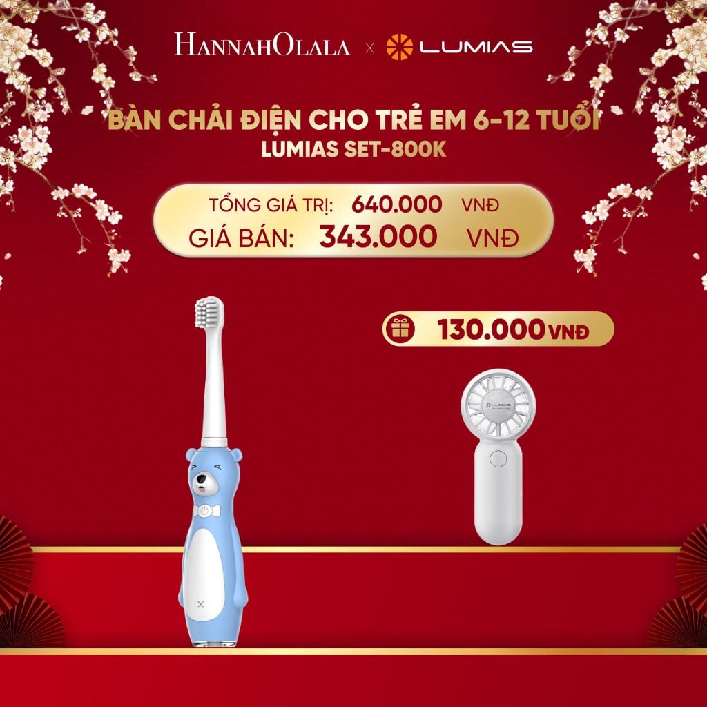  DEAL 5: BÀN CHẢI ĐIỆN CHO TRẺ EM 6-12 TUỔI LUMIAS SET-800K 