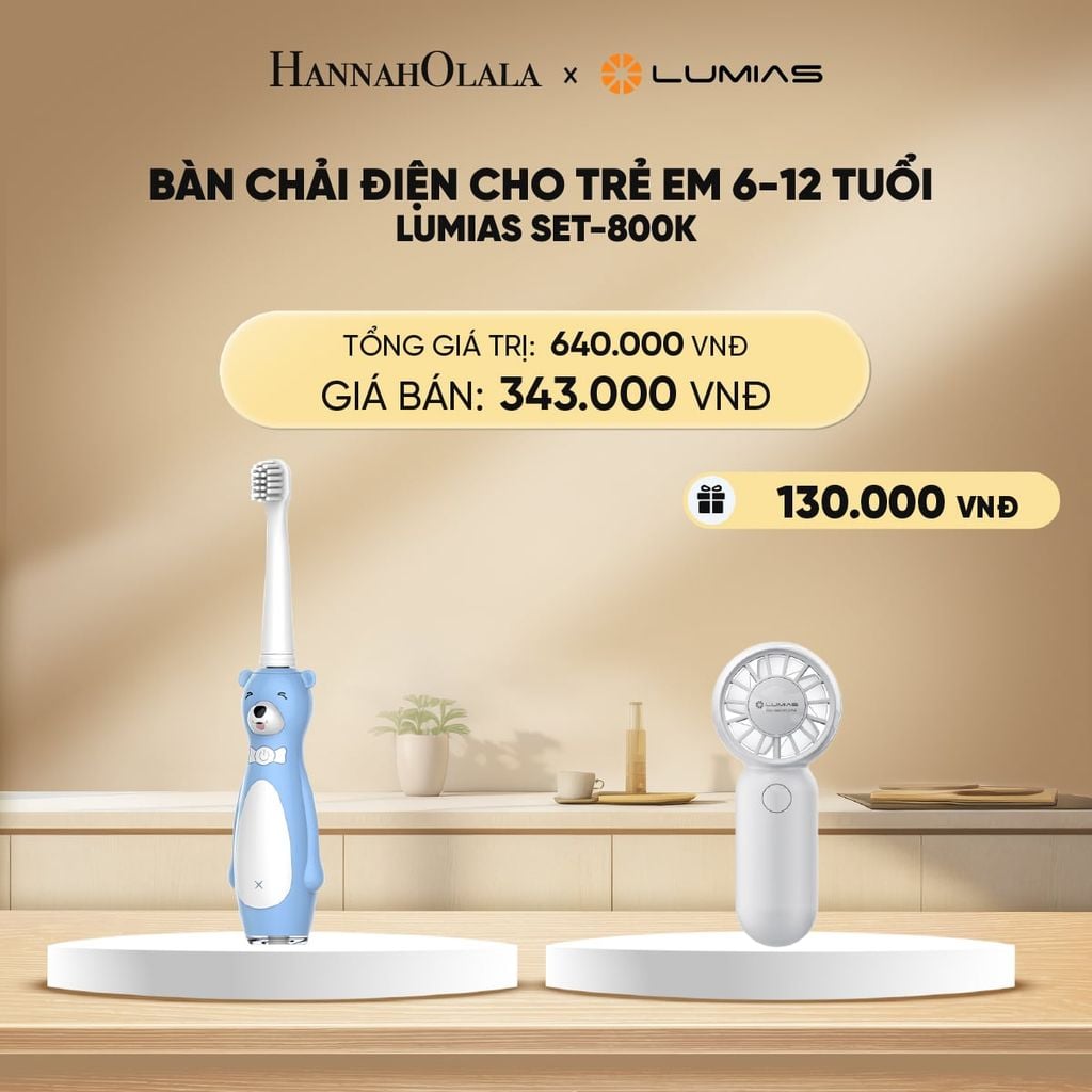  DEAL 5: BÀN CHẢI ĐIỆN CHO TRẺ EM 6-12 TUỔI LUMIAS SET-800K 