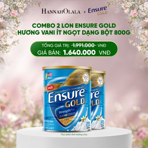  DEAL 5: COMBO 2 LON ENSURE GOLD HƯƠNG VANI ÍT NGỌT DẠNG BỘT 800G 