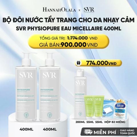  COMBO 2 NƯỚC TẨY TRANG CHO DA NHẠY CẢM SVR PHYSIOPURE EAU MICELLAIRE 400ML - DEAL 05 