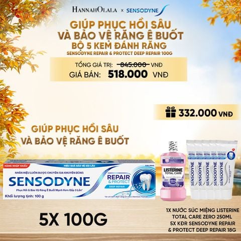  BỘ 5 KEM ĐÁNH RĂNG SENSODYNE REPAIR & PROTECT DEEP REPAIR 100G GIÚP PHỤC HỒI SÂU VÀ BẢO VỆ RĂNG Ê BUỐT - E1869 