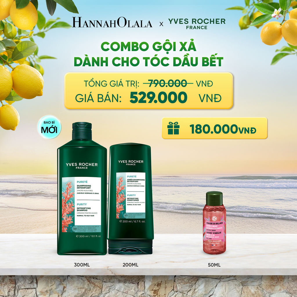  COMBO GỘI XẢ DÀNH CHO TÓC DẦU BẾT TẶNG MINI GIẤM XẢ TÓC BÓNG MƯỢT 