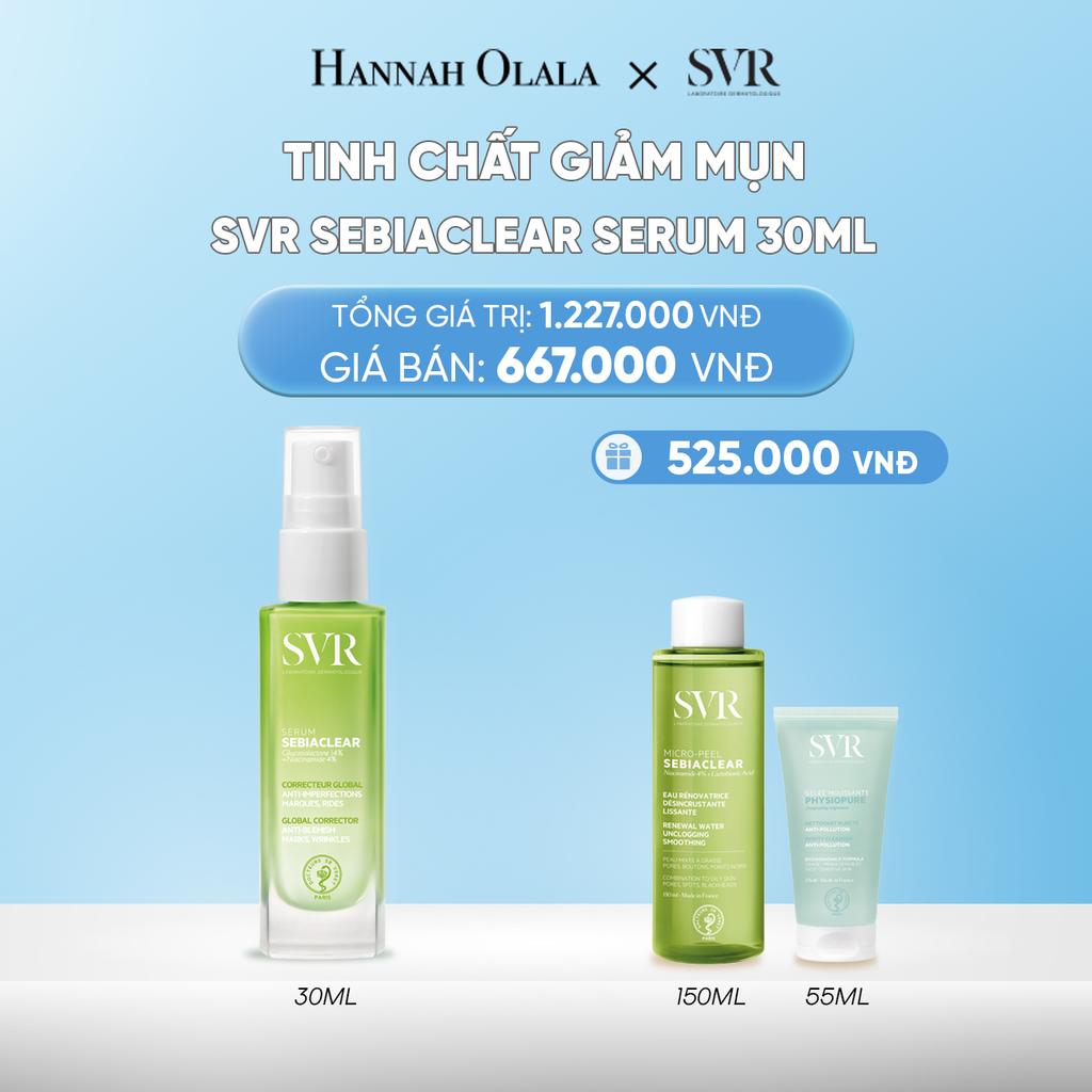  DEAL 05: TINH CHẤT GIẢM MỤN, NGỪA THÂM VÀ MỀM MỊN DA 4 TRONG 1 SVR SEBIACLEAR SERUM 30ML 