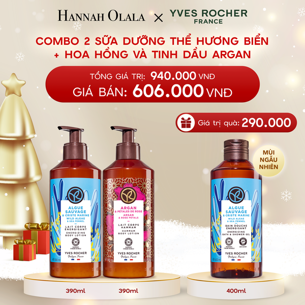  DEAL 5: COMBO 2 SỮA DƯỠNG THỂ HƯƠNG BIỂN + HOA HỒNG VÀ TINH DẦU ARGAN TẶNG SỮA TẮM 400ML HƯƠNG NGẪU NHIÊN 