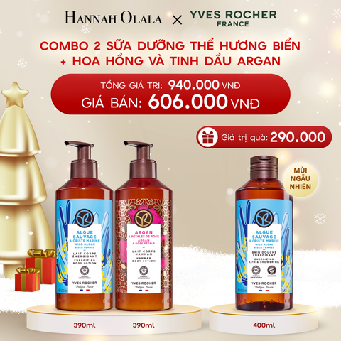  DEAL 5: COMBO 2 SỮA DƯỠNG THỂ HƯƠNG BIỂN + HOA HỒNG VÀ TINH DẦU ARGAN TẶNG SỮA TẮM 400ML HƯƠNG NGẪU NHIÊN 