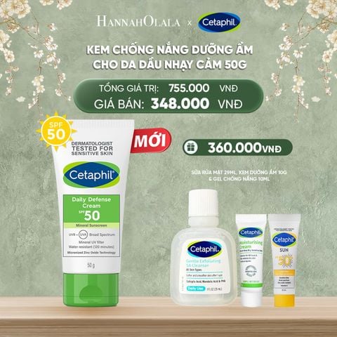  DEAL 5: KEM CHỐNG NẮNG DƯỠNG ẨM 2IN1 CHO DA DẦU NHẠY CẢM CETAPHIL DAILY DEFENSE CREAM SPF50 50G 