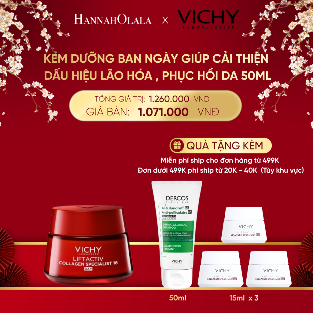  DEAL 5 KEM DƯỠNG BAN NGÀY GIÚP CẢI THIỆN CÁC DẤU HIỆU LÃO HÓA , PHỤC HỒI & NUÔI DƯỠNG DA VICHY LIFTACTIV COLLAGEN SPECIALIST 50ML 