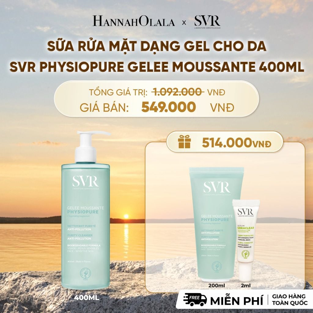  SỮA RỬA MẶT DẠNG GEL CHO DA NHẠY CẢM SVR PHYSIOPURE GELEE MOUSSANTE 400ML - DEAL 5 - B505 
