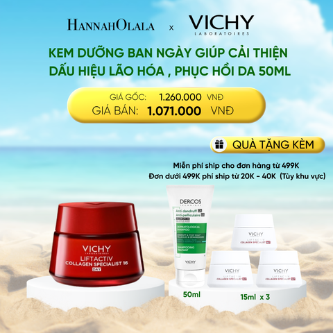  DEAL 5: KEM DƯỠNG BAN NGÀY GIÚP CẢI THIỆN CÁC DẤU HIỆU LÃO HÓA, PHỤC HỒI & NUÔI DƯỠNG DA VICHY LIFTACTIV COLLAGEN SPECIALIST 50ML 